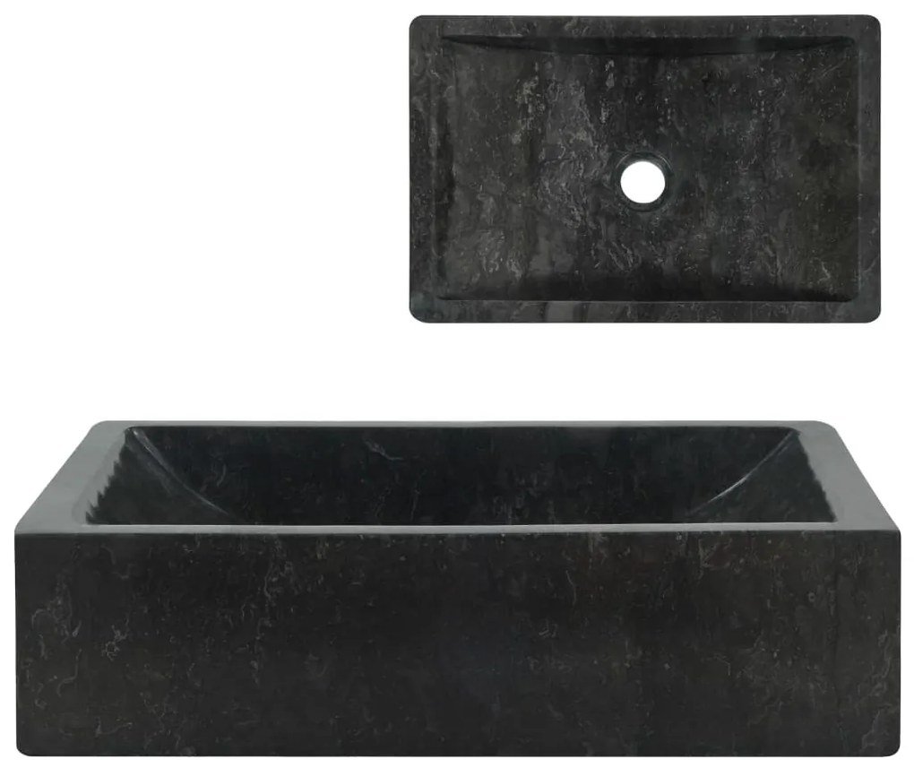 vidaXL fekete márvány mosdókagyló 45 x 30 x 12 cm