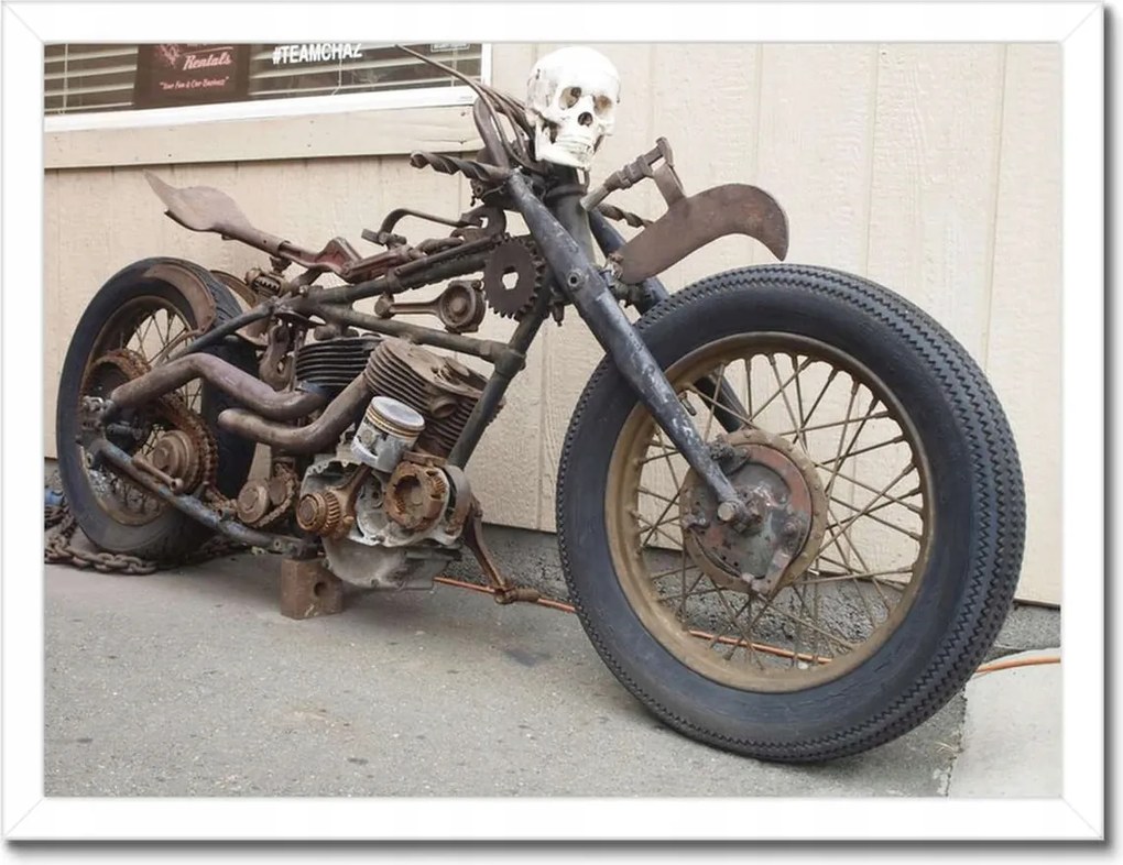 Poszterek keretben 40x30 Motorkerékpár koponyával