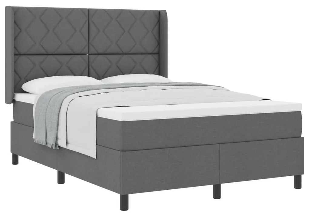 Boxspringágy matraccal Sötétszürke 140x190 cm Szövet
