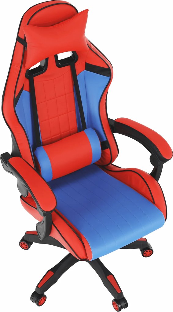 Irodai/gamer szék, kék/piros, SPIDEX NEW
