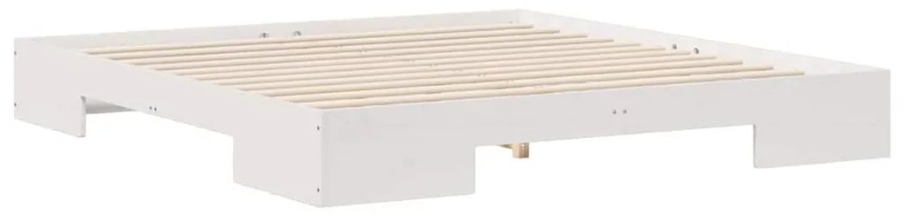 vidaXL Földi ágykeret tárolóval Fehér 200 x 200 cm Tömör fenyőfa