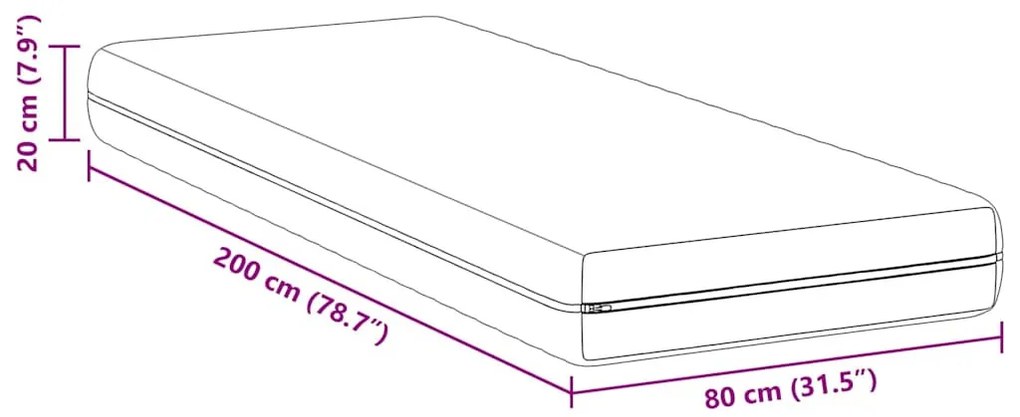 Matrac Fehér 80 x 200 cm Zsebmátrac