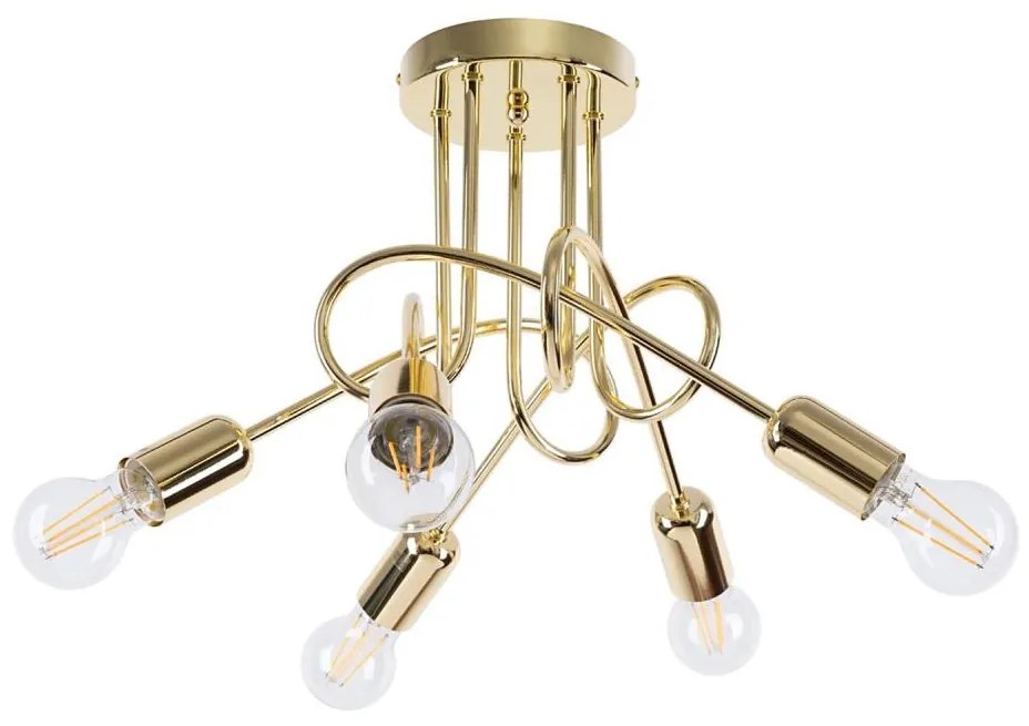 Sollux SL.1438 - Felületre szerelhető csillár LOOP 5xE27/15W/230V arany