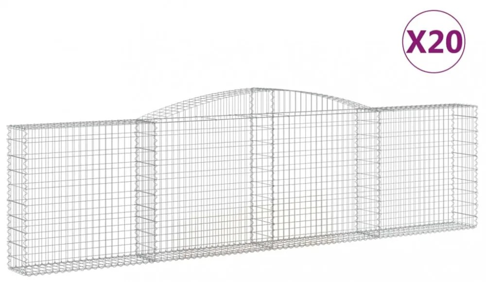 vidaXL 20 db íves horganyzott vas gabion kosár 400x30x100/120 cm