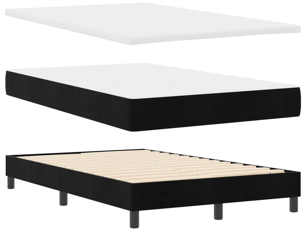 Boxspring ágy matraccal Fekete Kicsi dupla Bársony