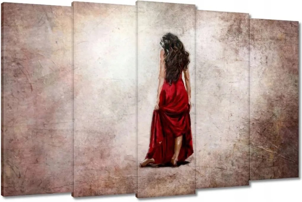 Vászonkép 150x95 Csaj piros ruhában