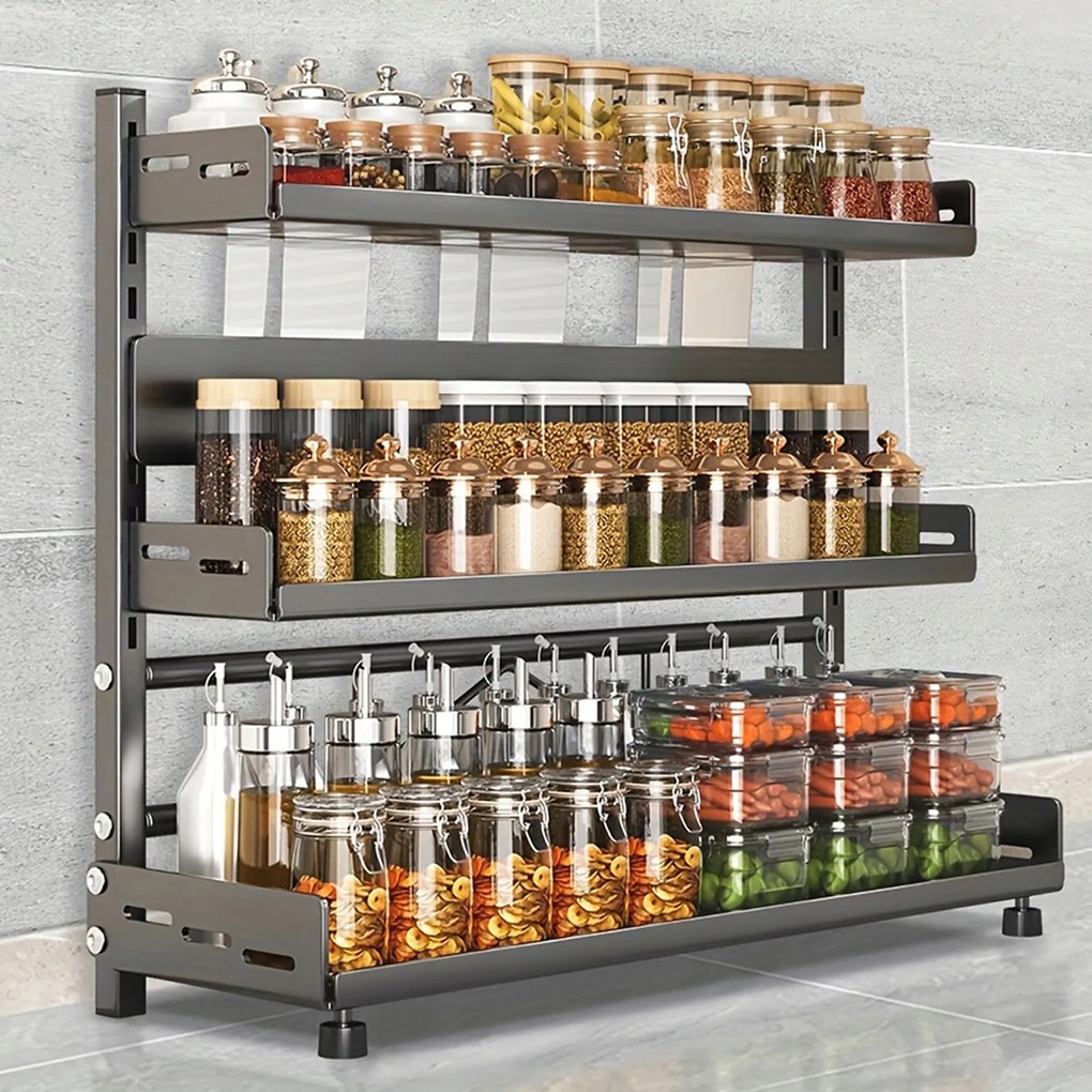Konyhai Polc Fűszertartó Állvány Fém Rendszerező Polc 3 Szint