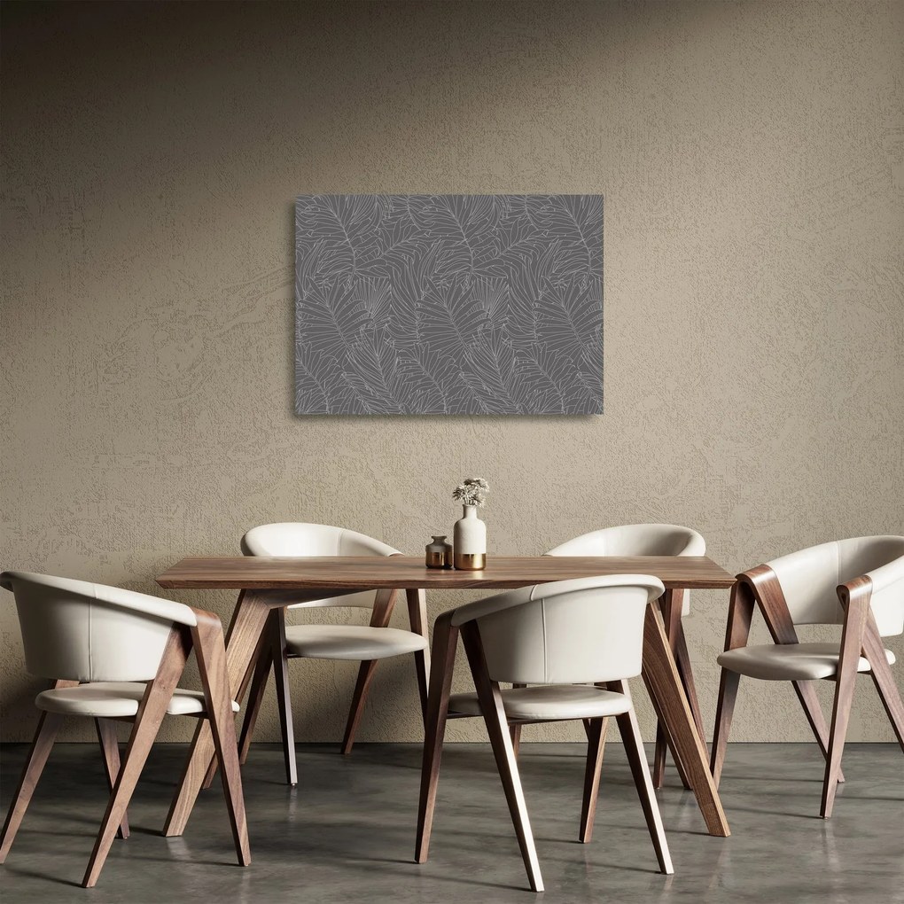 Üveg kép - Szürke pálmalevelek (70x50 cm)