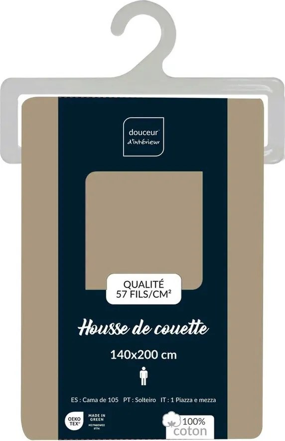 Világosbarna egyszemélyes pamut ágyneműhuzat 140x200 cm Lina – douceur d'intérieur