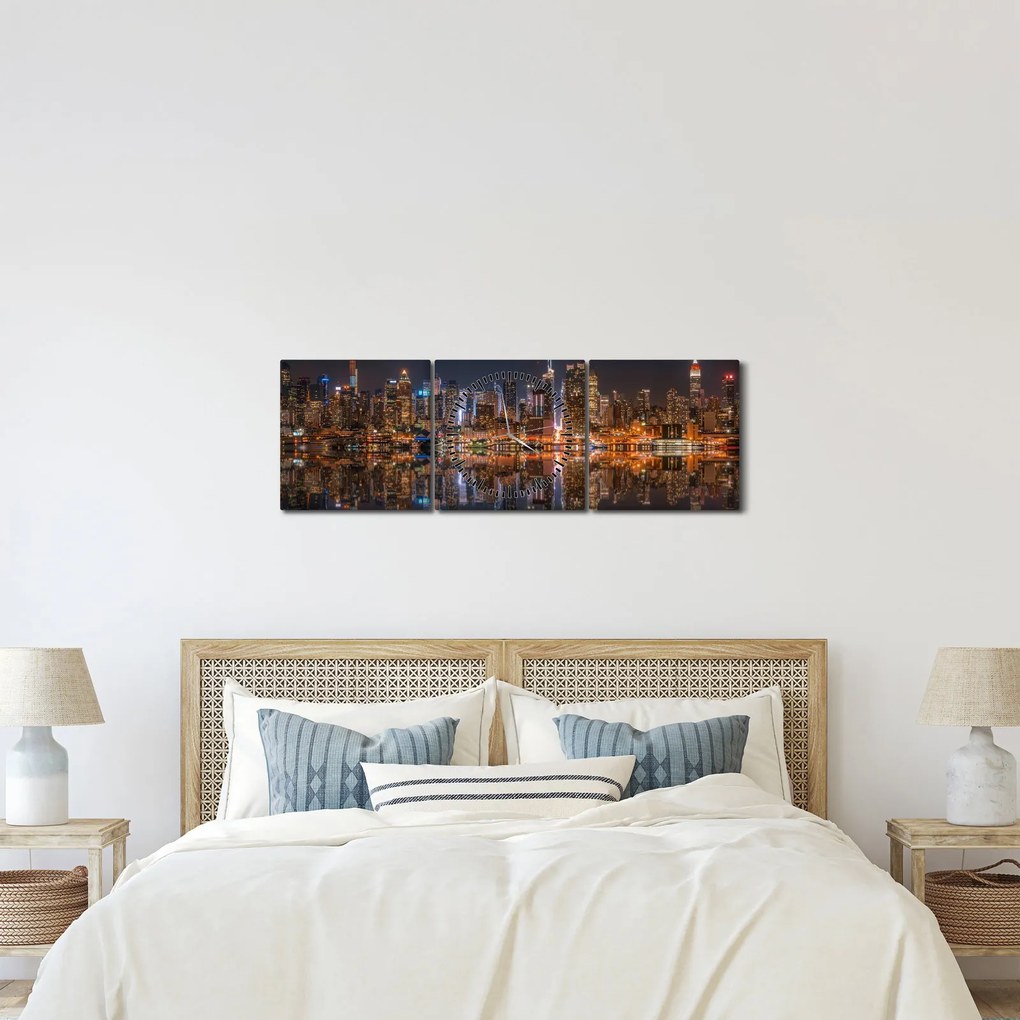 Kép - Felhőkarcolók (órával) (90x30 cm)