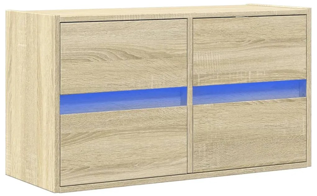 sonoma tölgy színű fali TV-szekrény LED-ekkel 80x31x45 cm