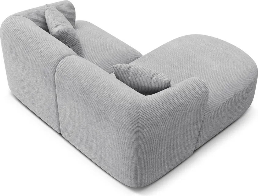 Világosszürke kordbársony sarokkanapé (bal oldali-heverő résszel) Campi – Cosmopolitan Design