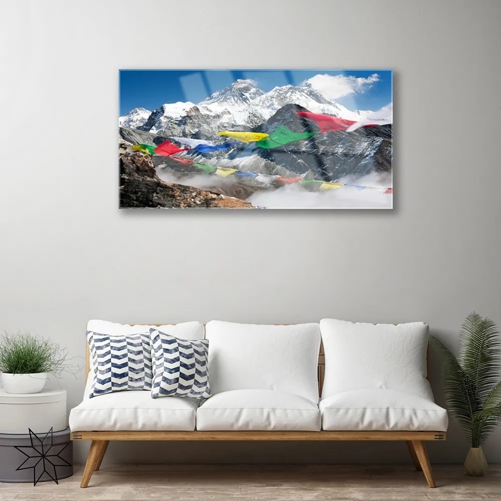 Üvegkép falra hegyi táj 120x60cm