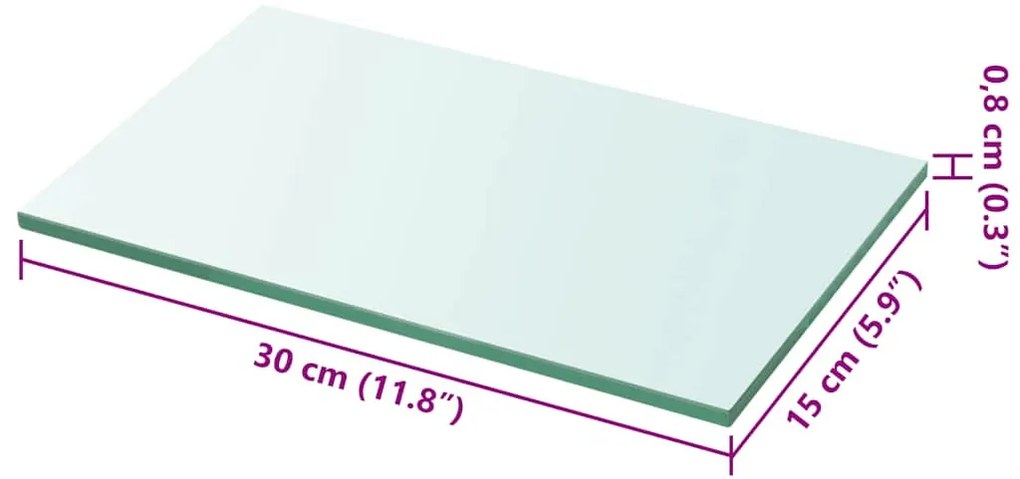 2 db átlátszó üveg paneles polc 30 x 15 cm