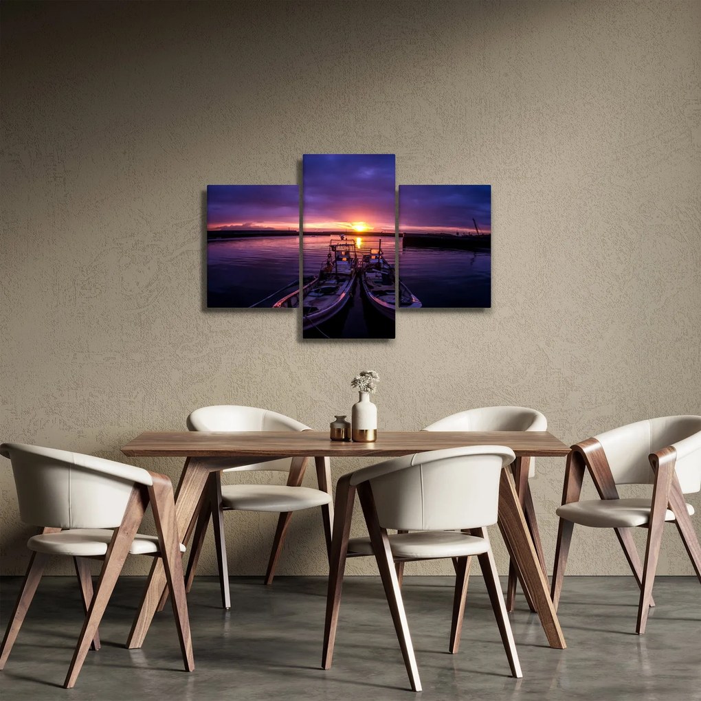 Egy halászhajók képe egy kikötőben (90x60 cm)