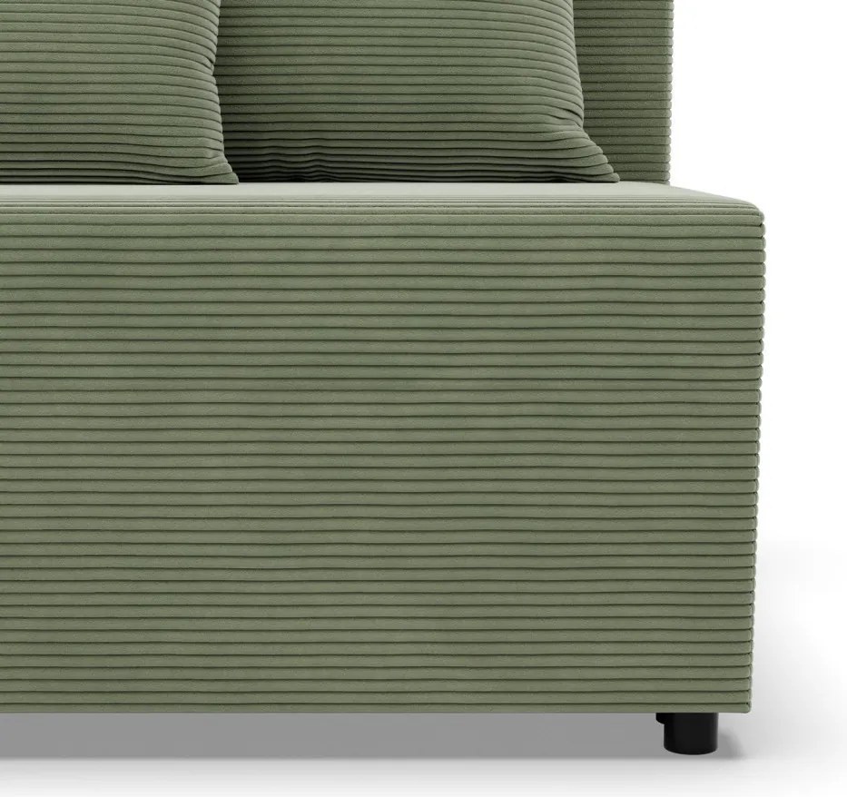 Nobu sarokkanapé, kordbársony, univerzális oldal, zöld