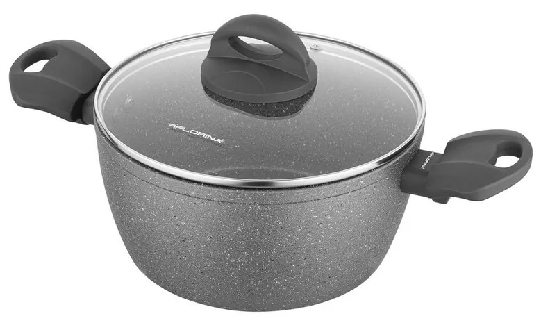 Florina Lava Stone MG fazék fedővel indukciós és gáztűzhelyre, 16 cm, 1,2 l