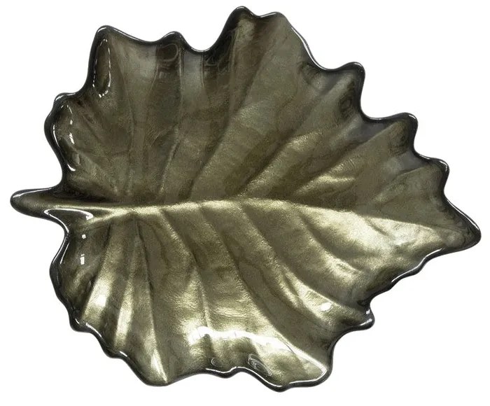 Juharfalevél alakú üveg tányér 21x18 cm díszdobozban Forest Dream