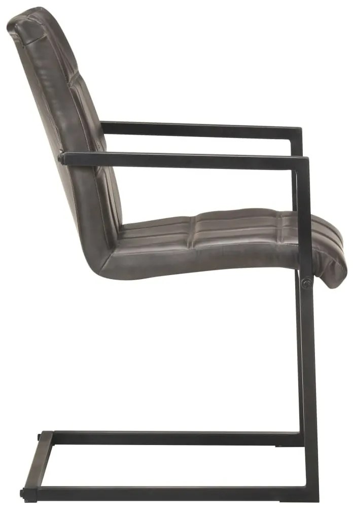 6 db szürke valódi bőr szánkótalpas étkezőszék