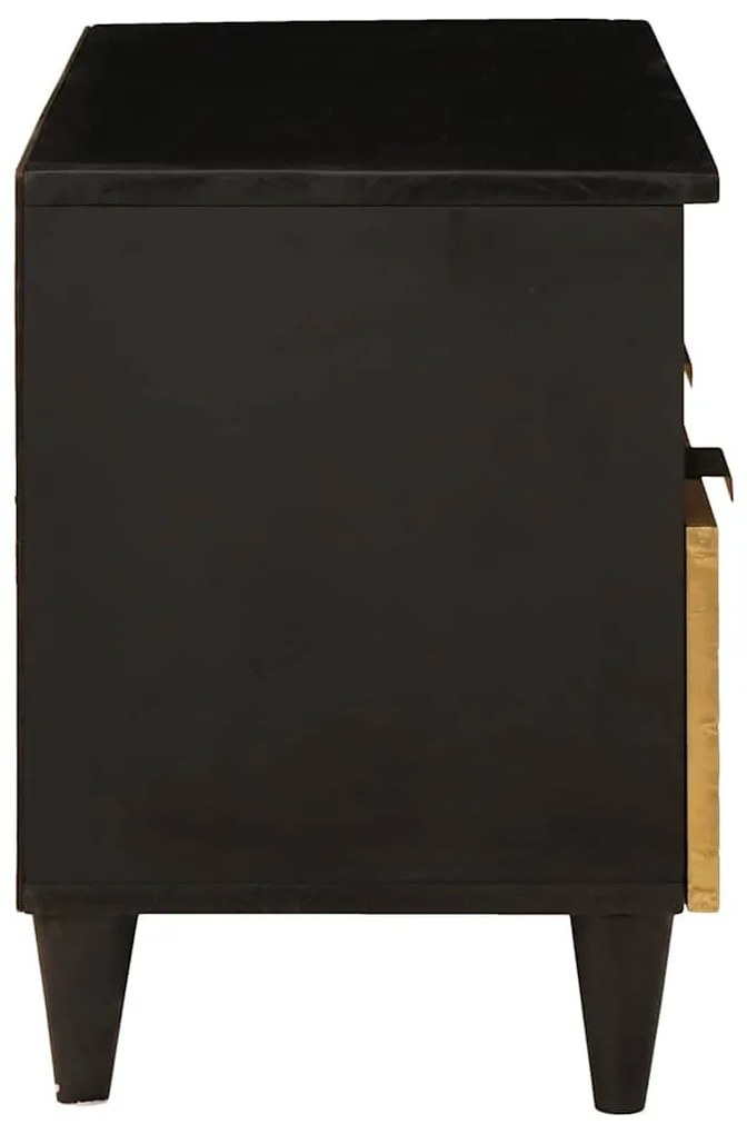 TV szekrény Fekete és Arany 70 x 33 x 46 cm tömör mangófa