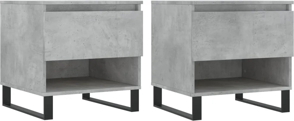 vidaXL 2 db betonszürke szerelt fa dohányzóasztal 50 x 46 x 50 cm