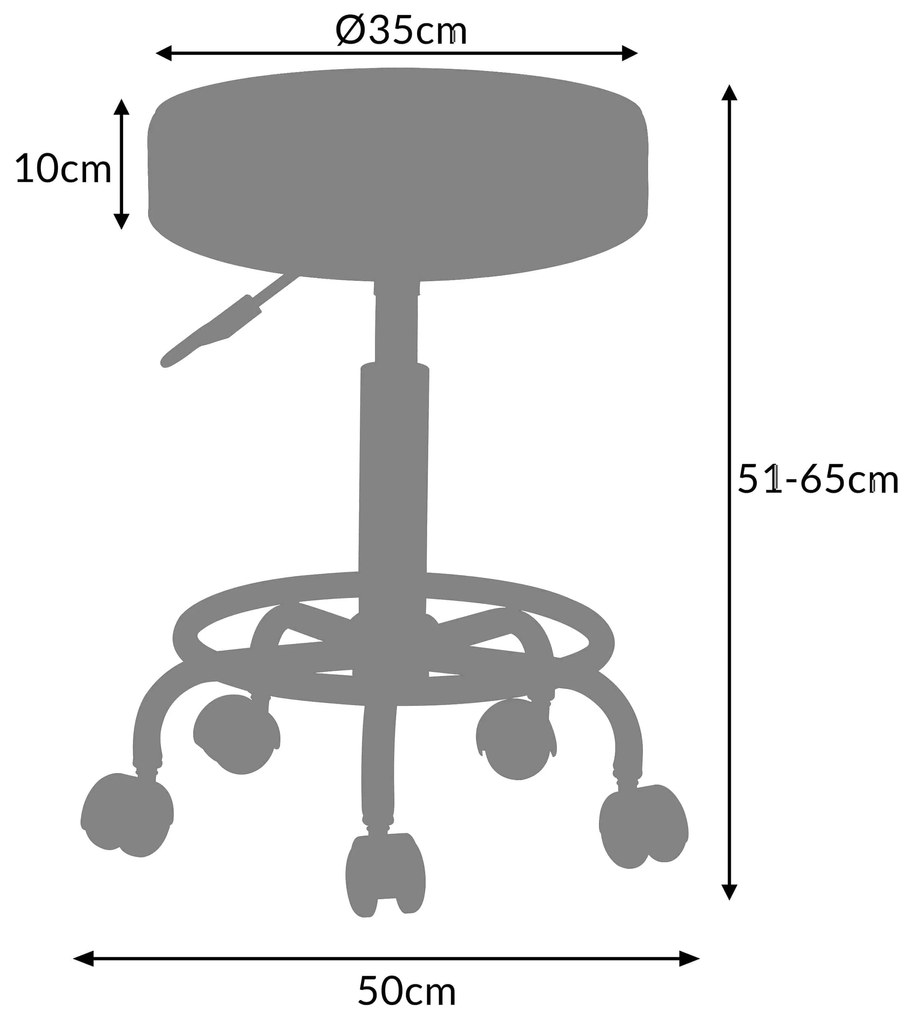 OXANA lábtartós görgős puff, Ø35cm, fehér Casaria