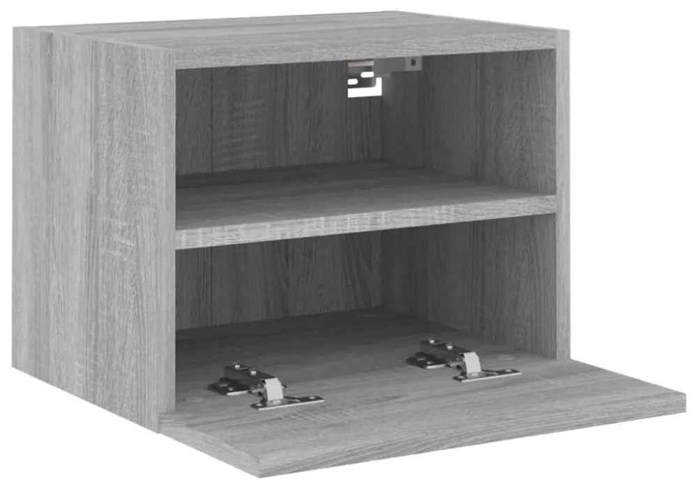 2 db szürke sonoma szerelt fa fali TV-szekrény 40 x 30 x 30 cm