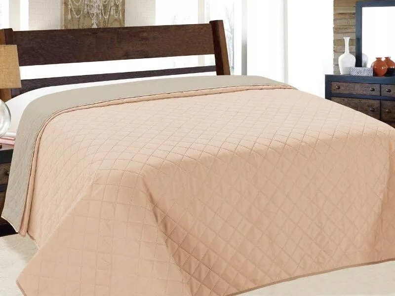 Kétoldalas Ágytakaró Vigo Steppelt Rózsaszín Világosszürke Pléd Kapa 220x240 cm