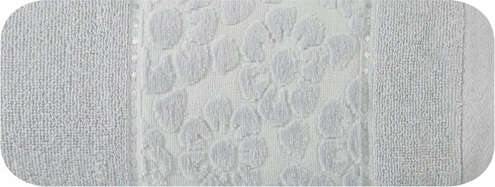 Törölköző 50x90 ezüst 500 g/m2 virágos