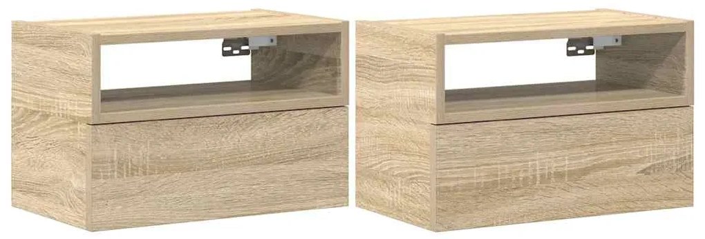 2 db sonoma tölgy falra szerelhető éjjeliszekrény 45x26x28,5 cm