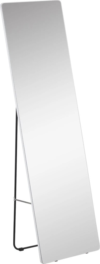 HOMCOM Teljes Magasságú Tükör, 160 x 45 cm Álló Tükör Fém Kerettel, Nagy Álló Tükör Nappaliba, Hálószobába, Gardróbba, Előszobába, Ezüst | Aosom