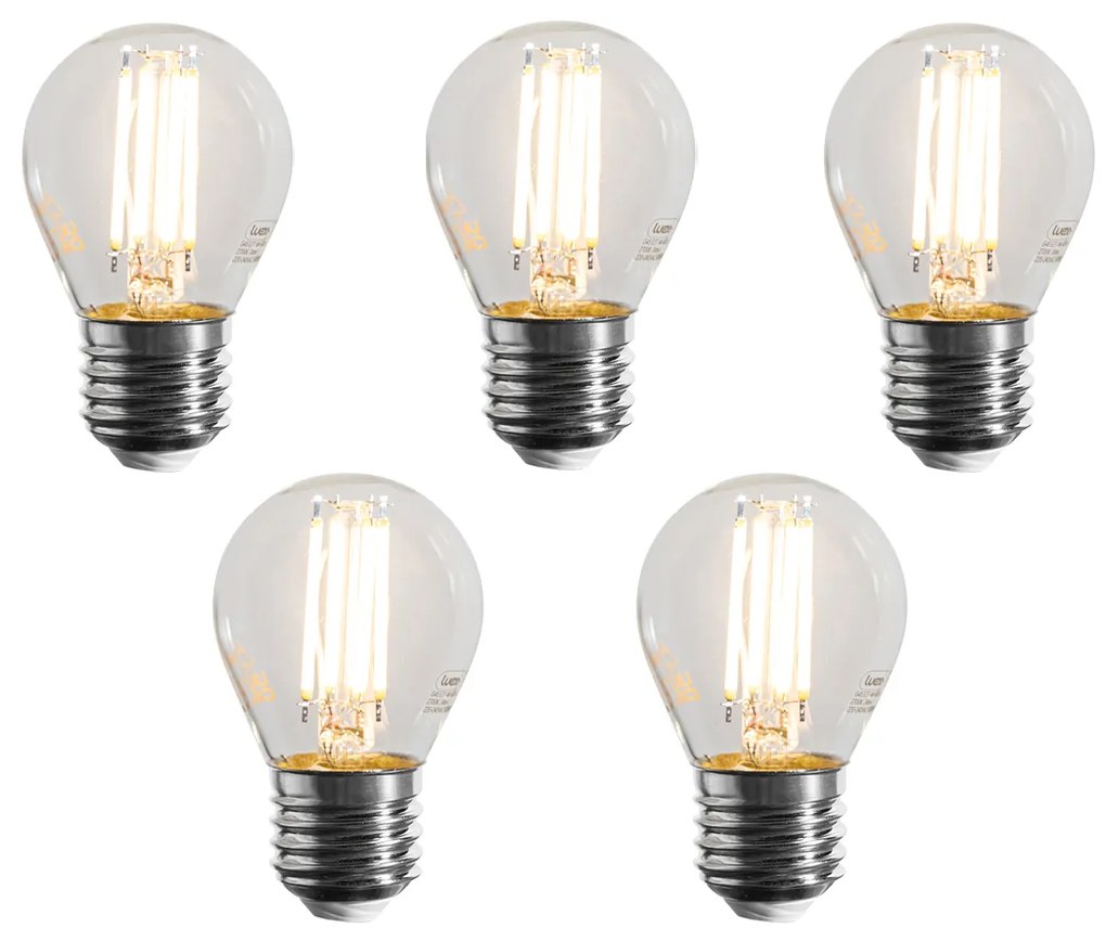 5 db-os E27 szabályozható LED filament G45 átlátszó izzók 4W 470 lm 2700K