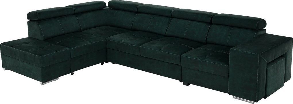 Ülőgarnitúra, smaragdzöld, balos, MALAGA BIG