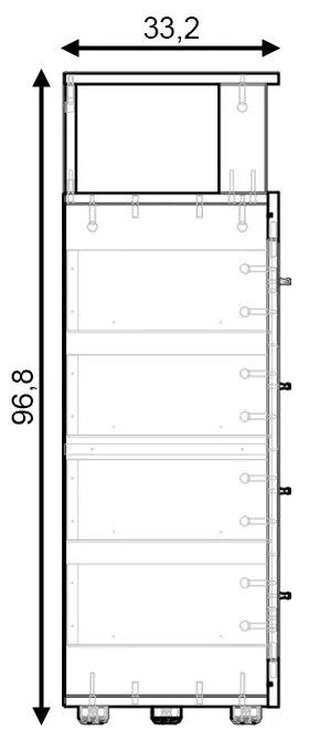 LUNA MIDI B Komód 2 ajtó/4 fiók Old wood/ szürke színben