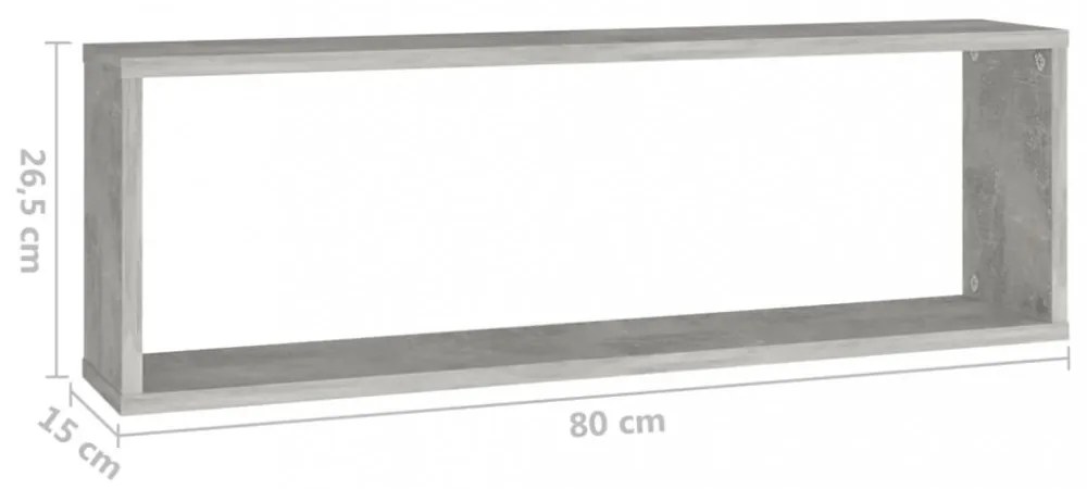 4 db betonszürke szerelt fa fali kockapolc 80 x 15 x 26,5 cm