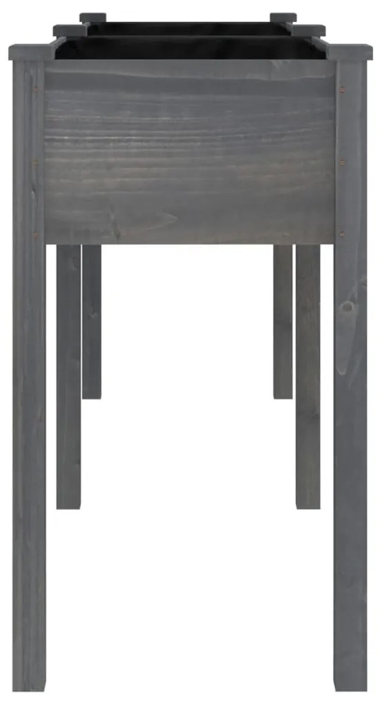 szürke tömör fenyőfa kerti ültetőláda béléssel 161x45x76 cm
