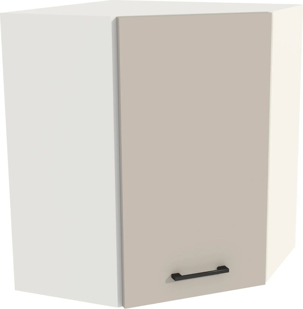 Konyhaszekrény felső sarok 60/72 Capri korpusz fehér front kasmír matt