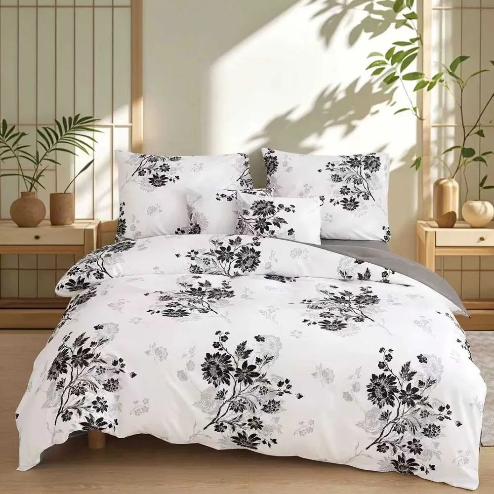 Flanel ágyneműhuzat Homa BRIA WHITE and BLACK 7 részes 140x200 cm