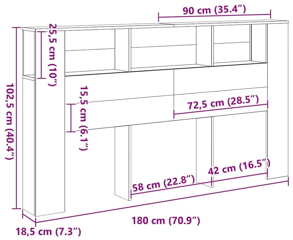 Fejhajtó szekrény Musta tammi 180 x 18.5 x 102.5 cm Faanyag