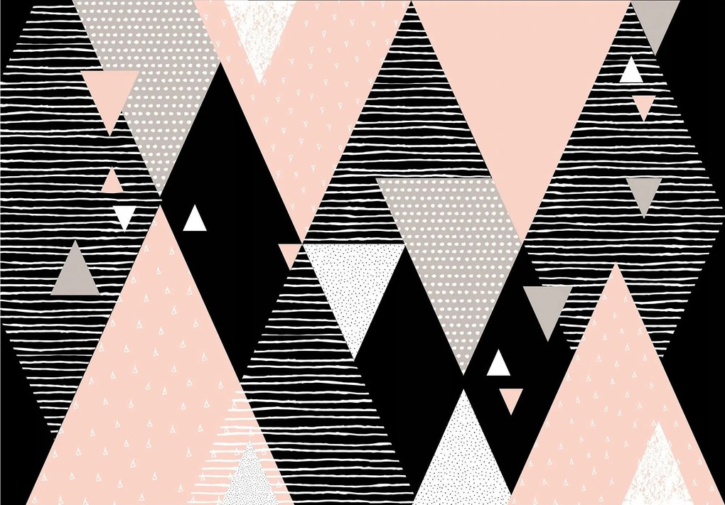 Fotótapéta Geometrikus vinil mix figura 416x290 Fekete-Fehér-Rózsaszín +ragasztó