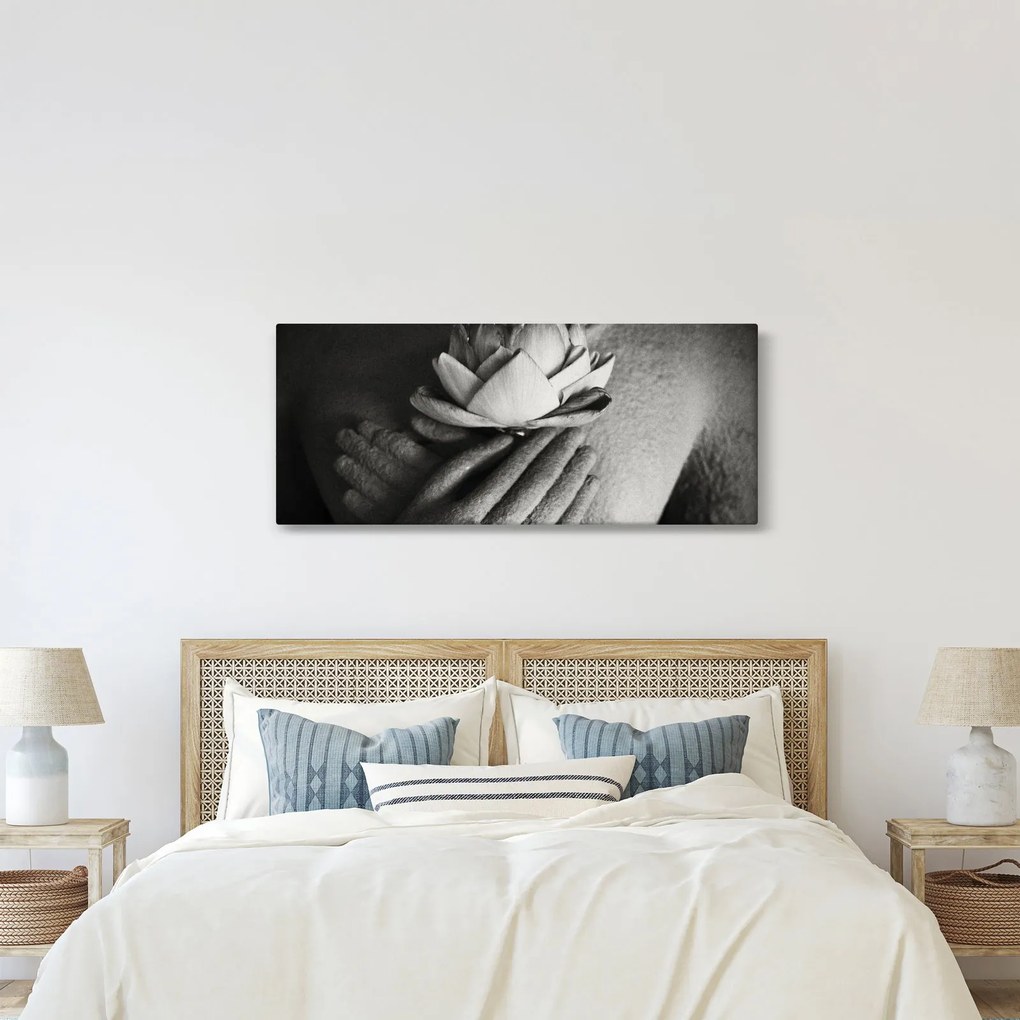 Kép - Lótusz Buddha kezében (120x50 cm)