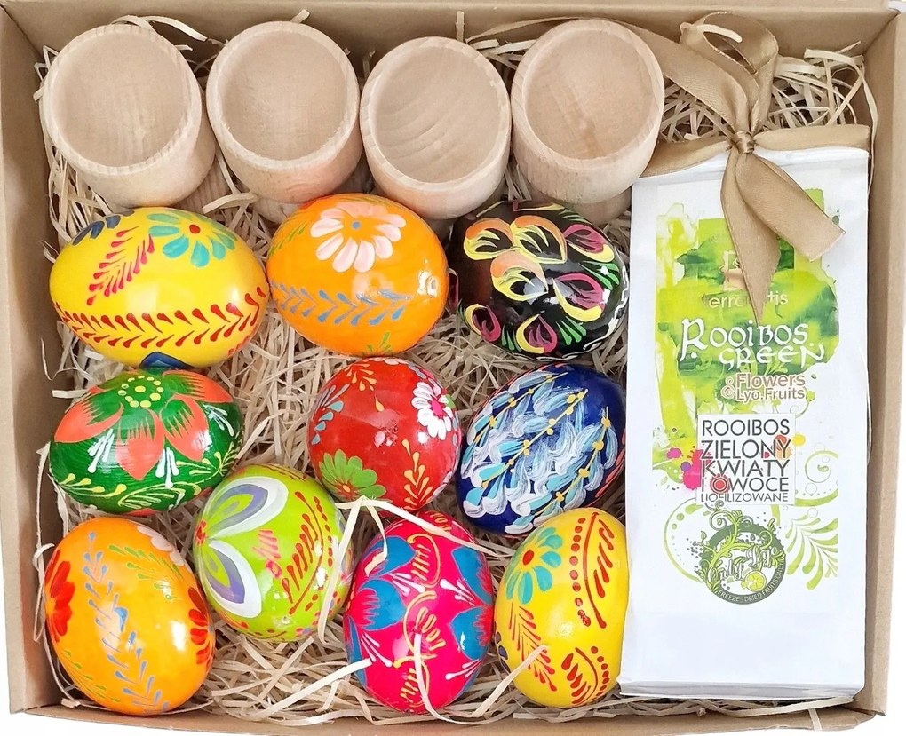 Húsvéti tojások 10 db Húsvéti Festett Tojás Fa Tojástartó Poharak