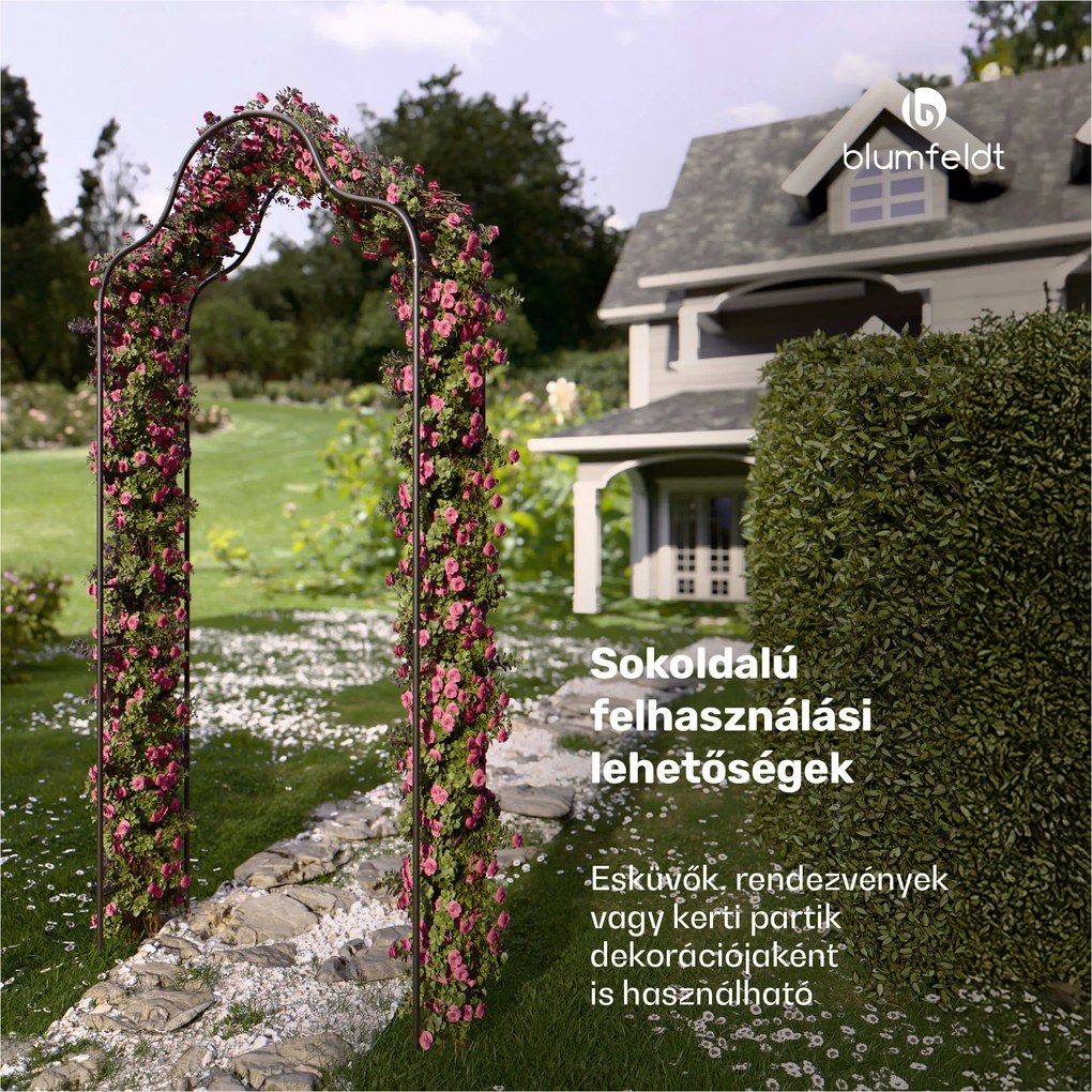 FloraBelle Cupola rózsaszín boltív, dekoratív levélminták, időjárásálló, segédeszköz kúszónövényekhez
