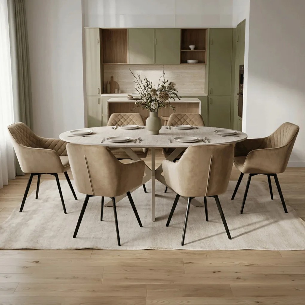 Étkezőasztal bővíthető 120–160 × 120 cm melamin travertin TRV