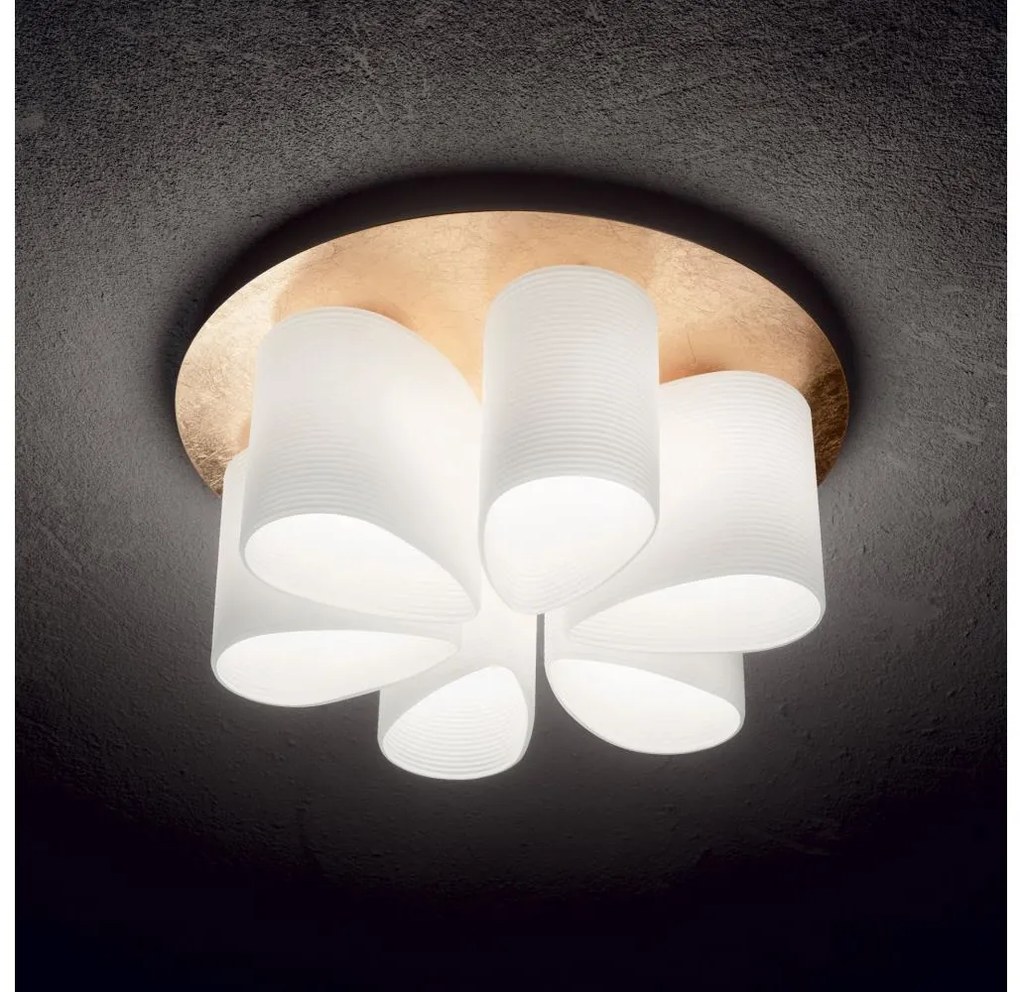 Ideal Lux - Mennyezeti lámpa DAISY 6xE27/52W/230V átm. 60 cm arany/fehér