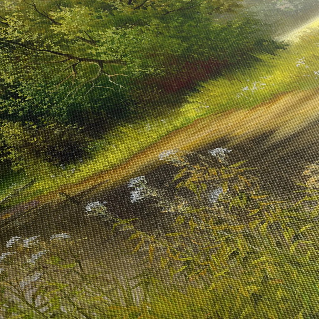 Kép - folyó az erdőnél, olajfestmény (120x50 cm)