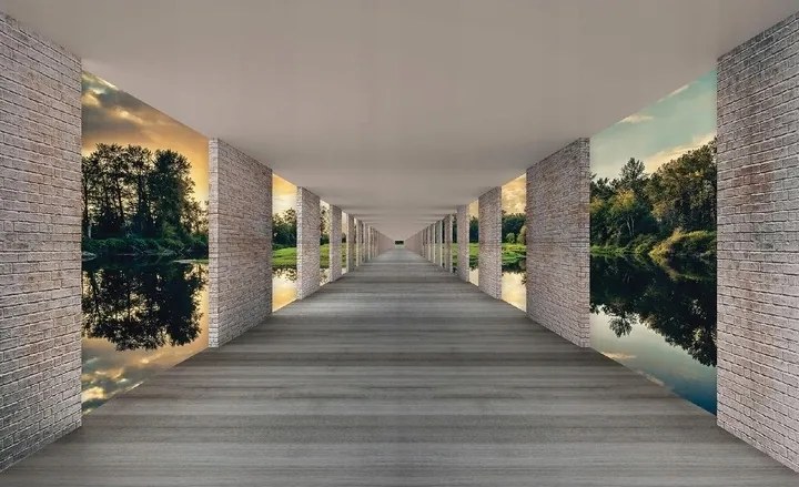 3D fotótapéta Optikai Alagút Tó Erdő 416x290