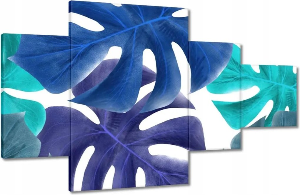 Vászonkép 130x80 Monstera Levelek Kék