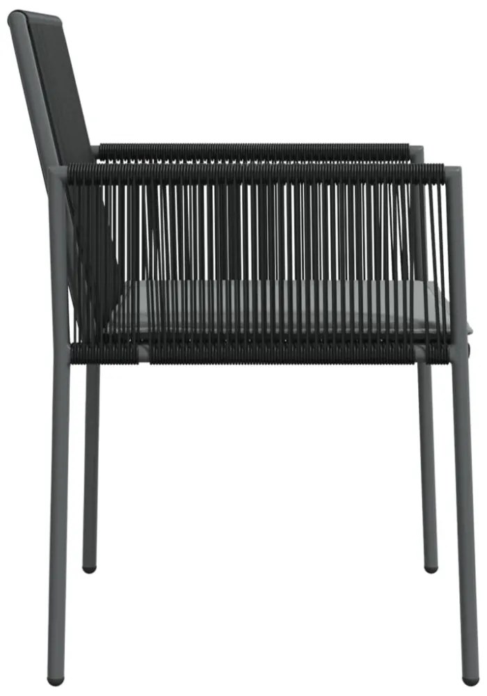 4 db fekete polyrattan kerti szék párnával 54x60,5x83,5 cm
