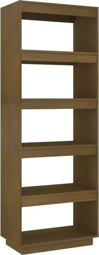 vidaXL mézbarna tömör fenyőfa könyvszekrény/térelválasztó 60x35x167cm